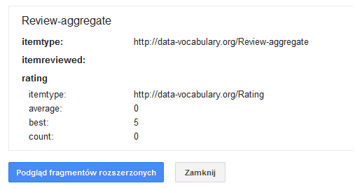 Błedy - Narzędzia dla Webmasterów: dane strukturalne